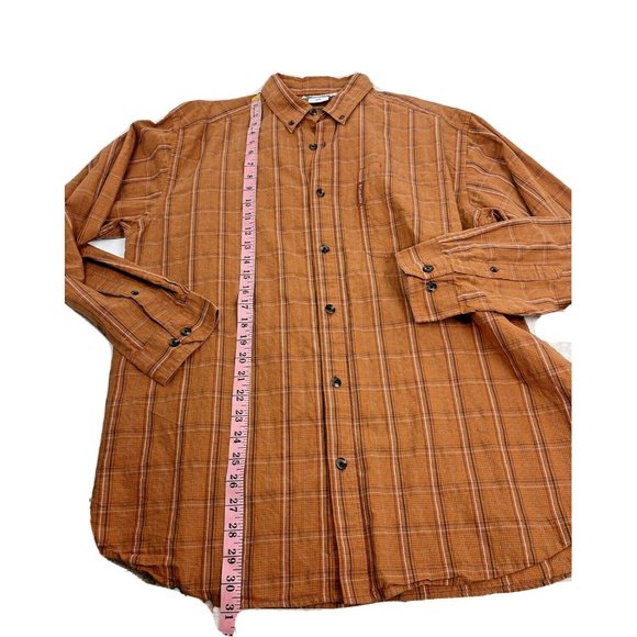 Columbia Shirt Mens L Burnt Orange Plaid Long Sleeve Button Up 100% Cotton - Picture 3 of 7